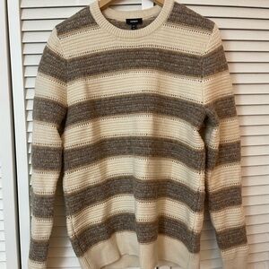 Banana Republic Men's Crewneck Sweater - Cream and Brown